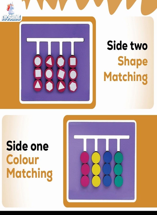 Evoshine Dual-Sided Wooden Puzzle Slide for Kids | Shape Matching & Color Recognition | Double-Sided Educational Toy for Toddlers | Montessori-Inspired Puzzle for Early Development - Image 3